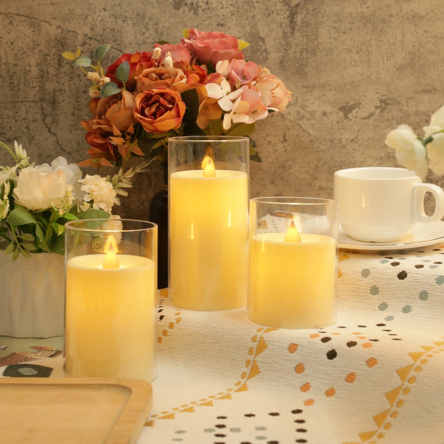 Set Of 5 Flameless LED Candles With Embedded Star String Lights Battery Operated Pillar Candles With Timer Remote For Home Decor