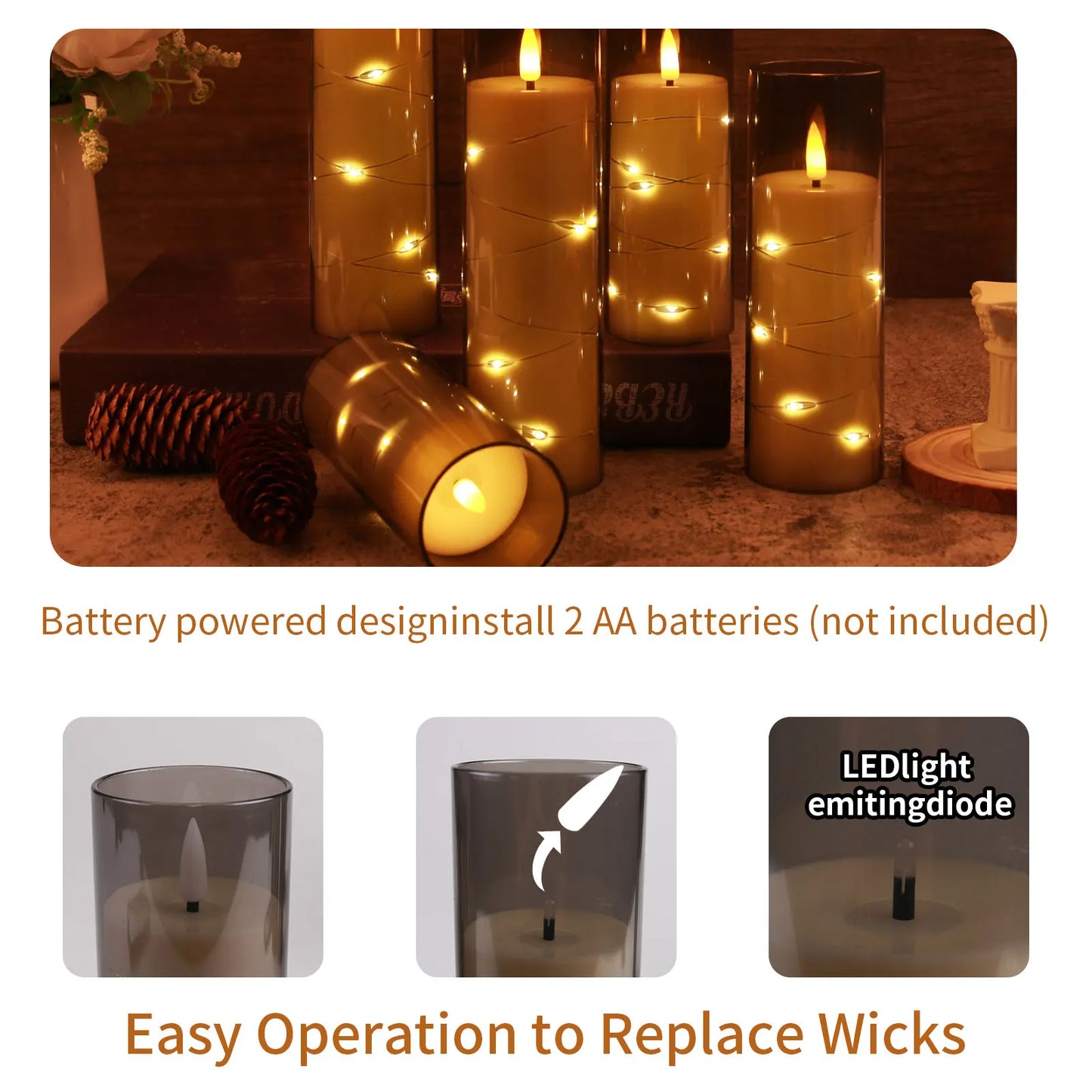 Flameless LED Star Candles Set of 5 ⭐
