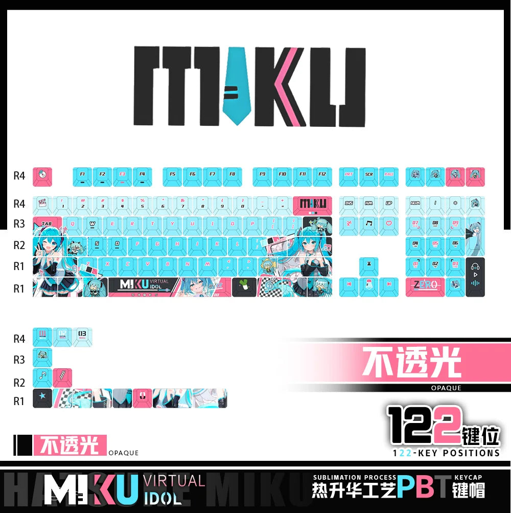 Hatsune Miku Mechanical Keycaps 122-Key 🎵