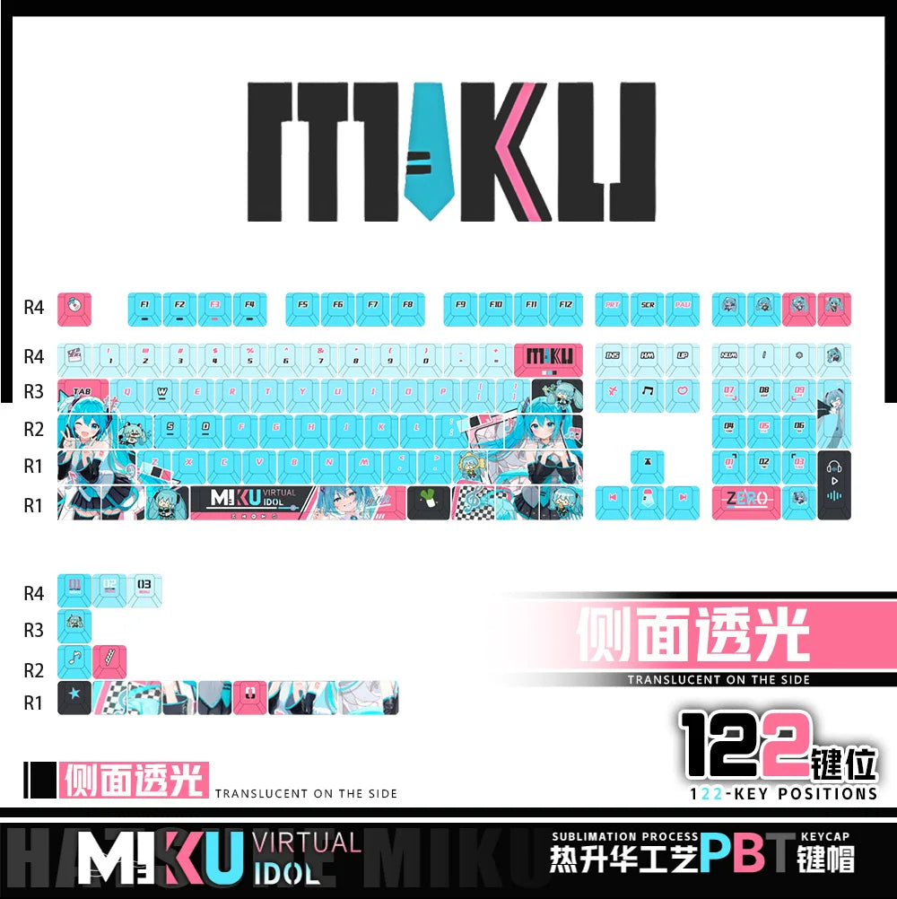 Hatsune Miku Mechanical Keycaps 122-Key 🎵