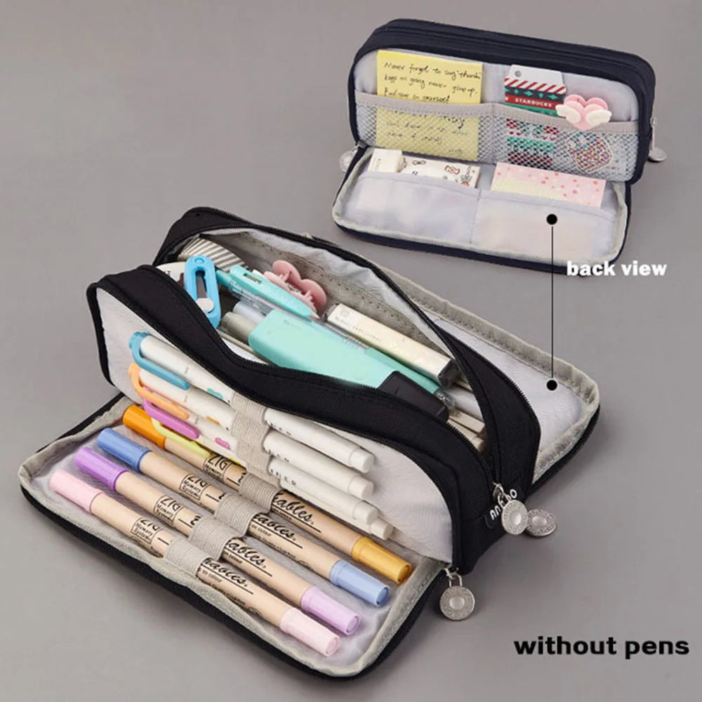 Aesthetic Fabric Student School Pencil Case Dual-window Design Back To School Stationery
