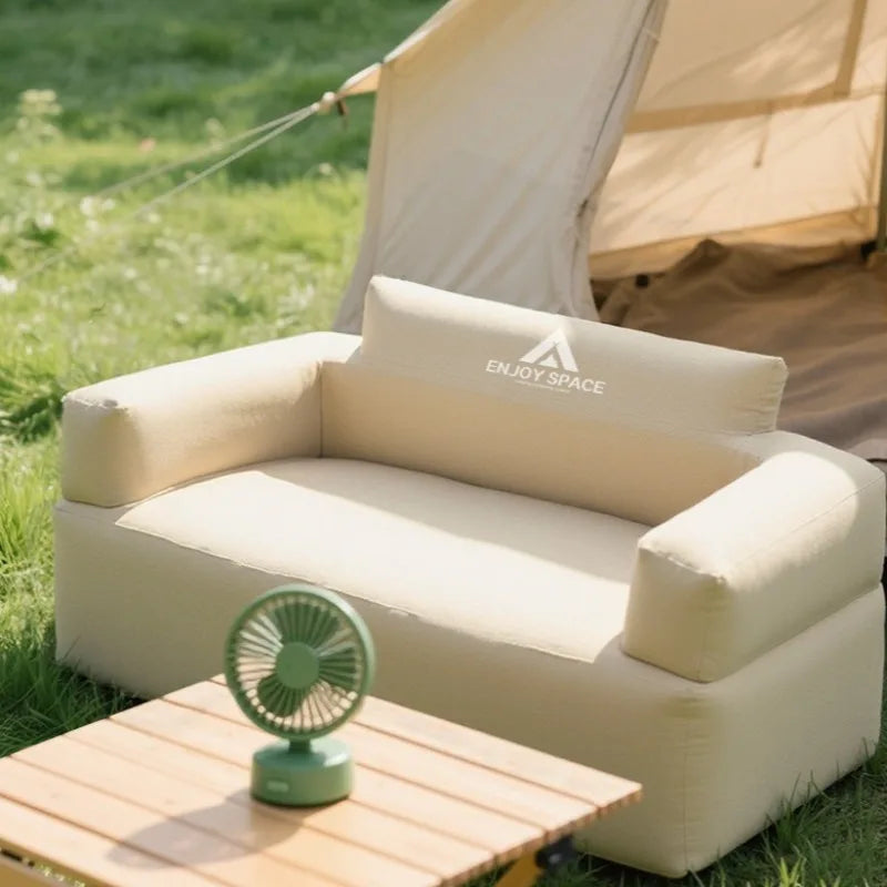 Outdoor Camping Air Sofa Household Pure Color Fashion Folding Electric Inflatable Sofa Portable Overnight Camp Sleeping Gears