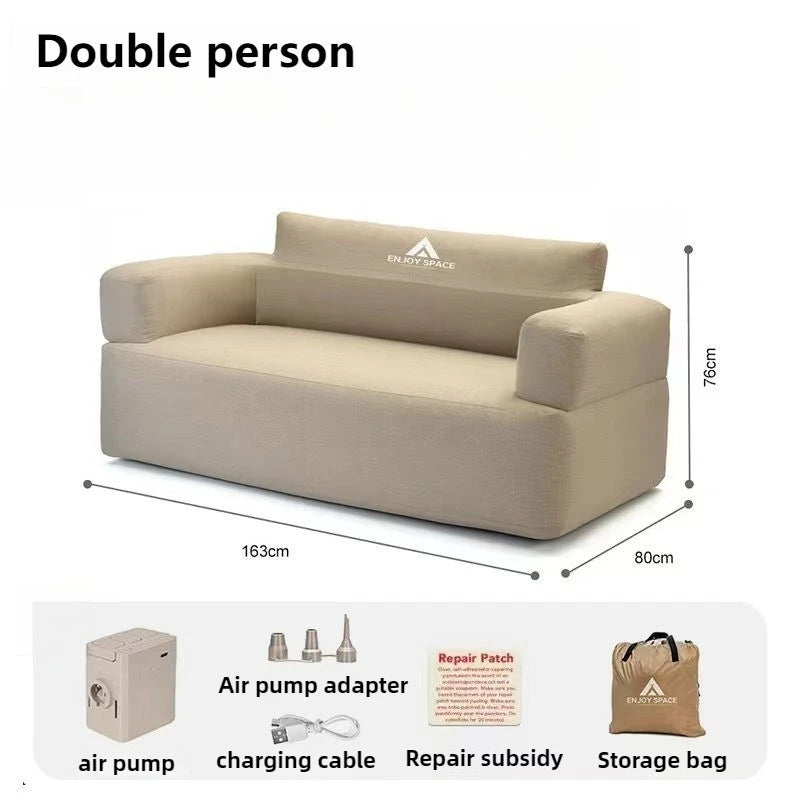 Outdoor Camping Air Sofa Household Pure Color Fashion Folding Electric Inflatable Sofa Portable Overnight Camp Sleeping Gears