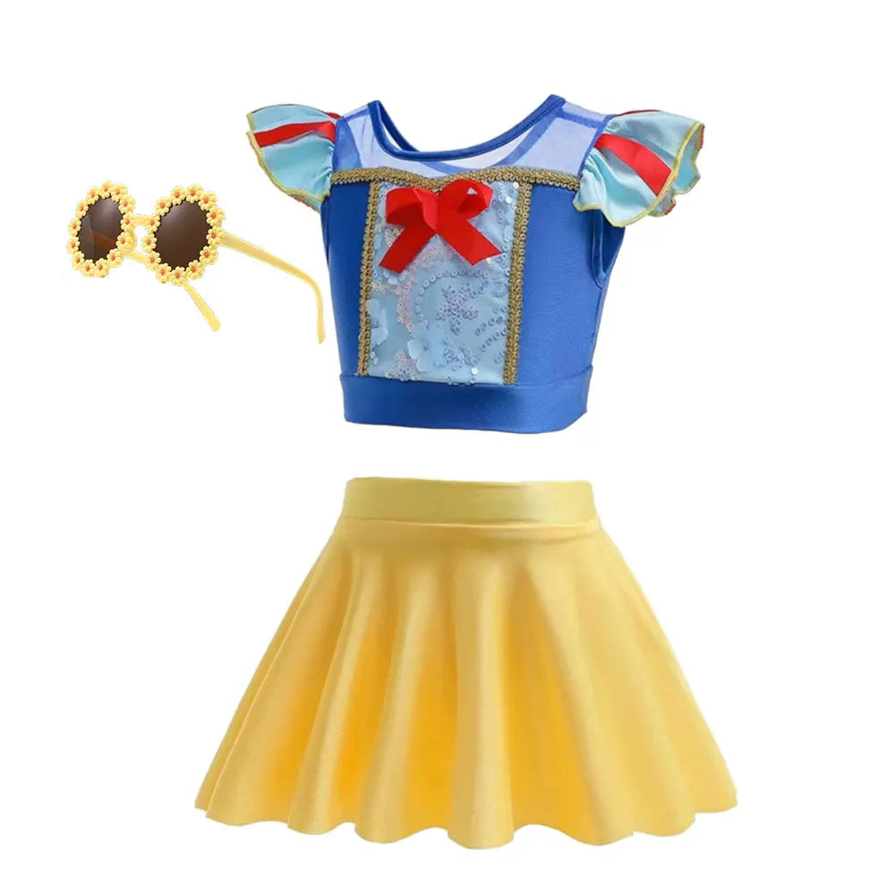 2025 Summer Hot Swimsuit Snow White Design Two Pieces Swimwear Girl Vacation Beach Clothing Pool Swimming Suit Kawaii Bikini Set