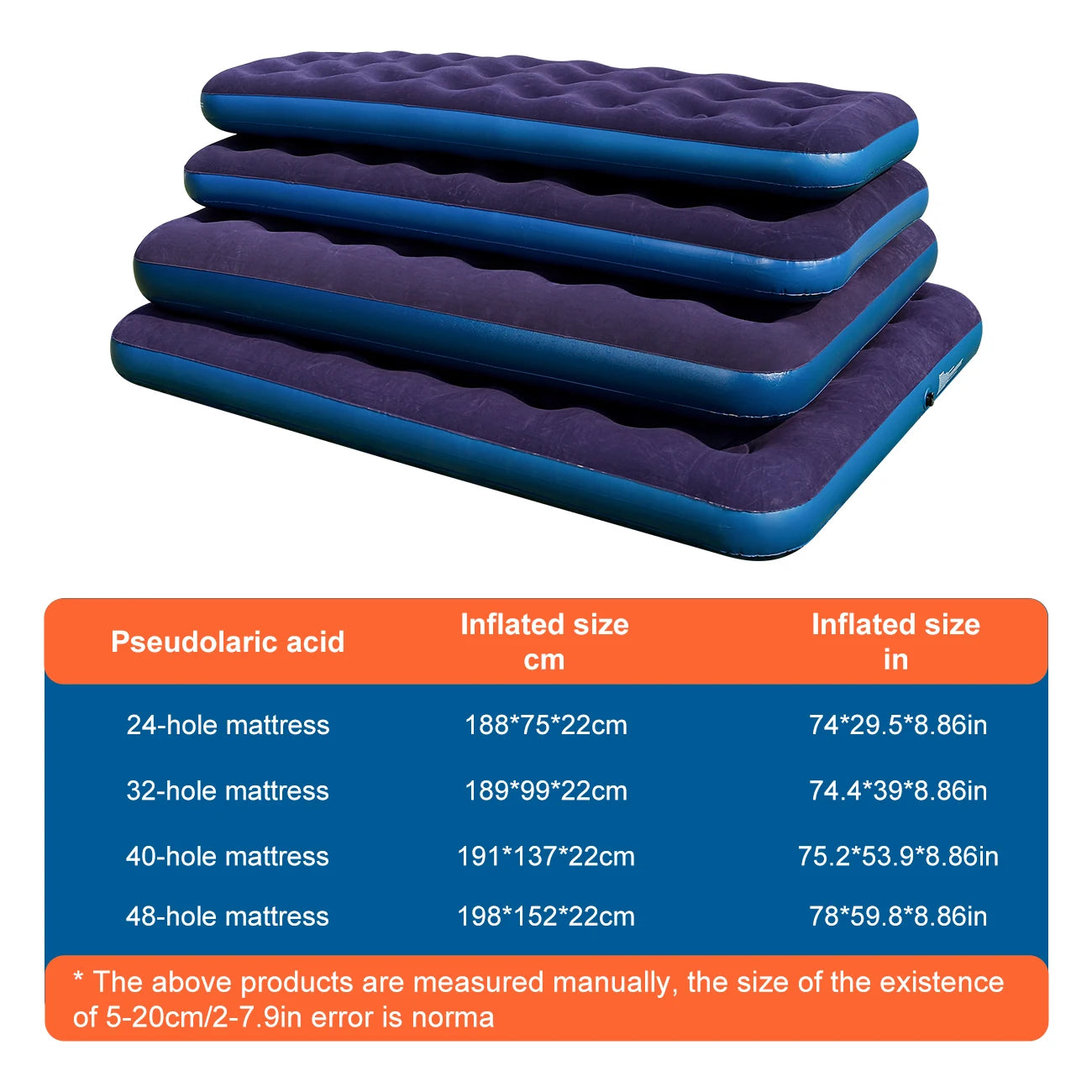 1PC Portable Airbed - Thick Inflatable Mattress for Camping Trips, Travel & Unexpected House Guests, Compact & Comfortable