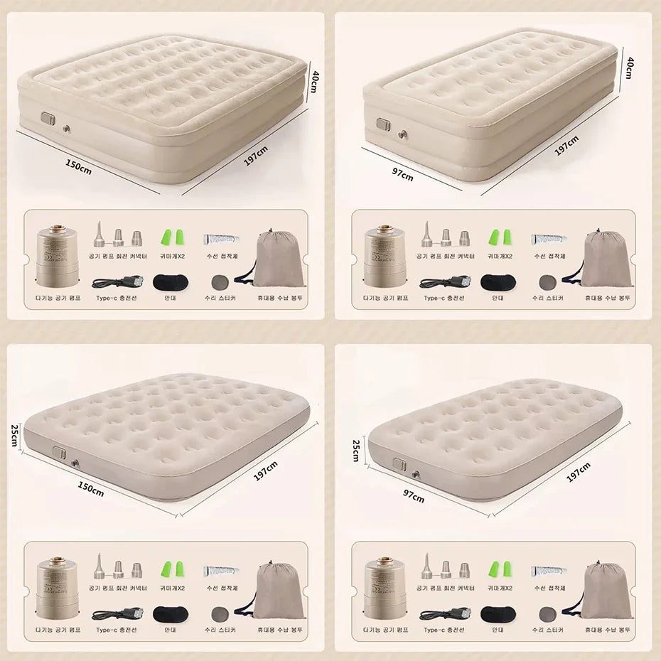 Camping Air Mattress with Built-in Pump Inflatable Mattress for Home & Guests Folding PVC Inflables Air Bed Travel Outdoor