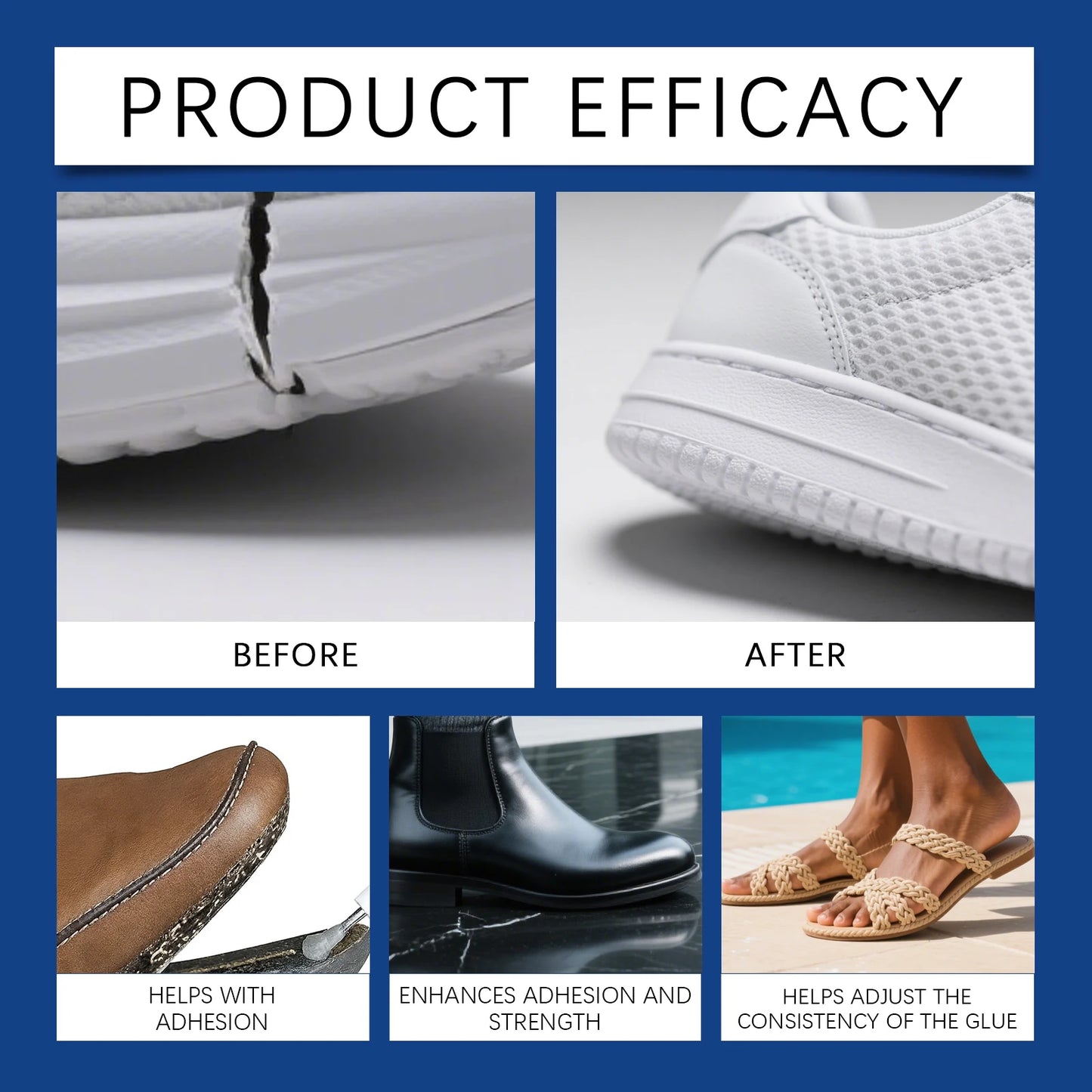 Strong Repair Shoe Glue Quick Dry for Sneakers, Boots, Sandals, Leather, Rubber, Canvas - Waterproof & Durable Fix Adhesive