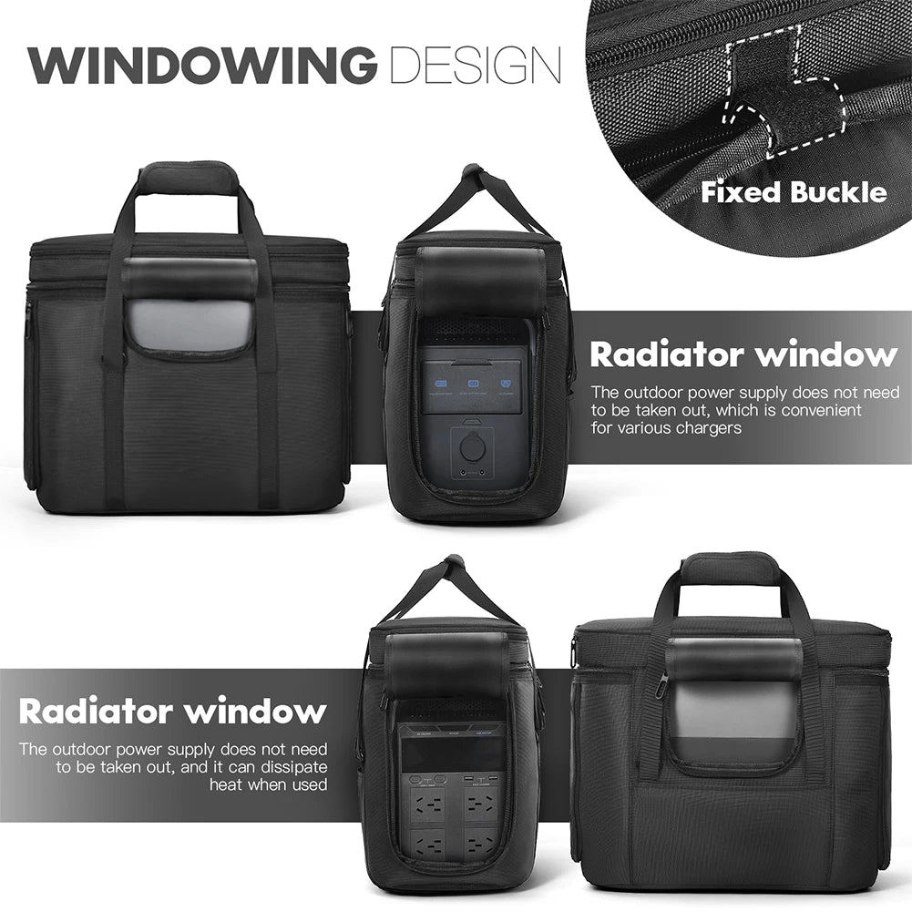 Carrying Case Protective Case Waterproof Anti-drop with Shoulder Strap & Handle for Ecoflow Delta 3 Plus/Solar Generator Delta 2