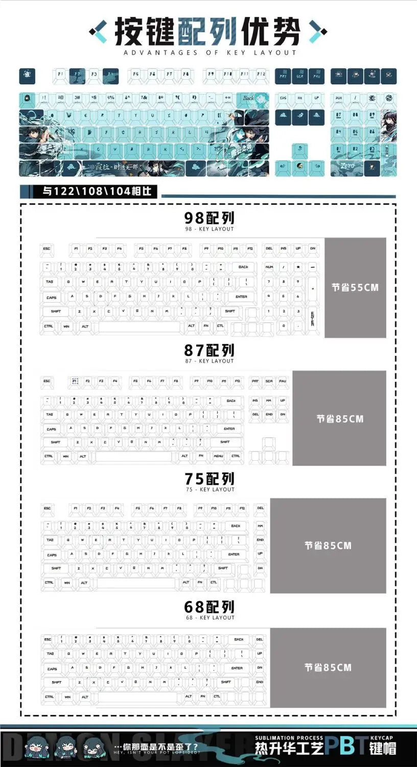 Muichiro Tokito Anime 122-Key PBT Keycaps Set ⌨️