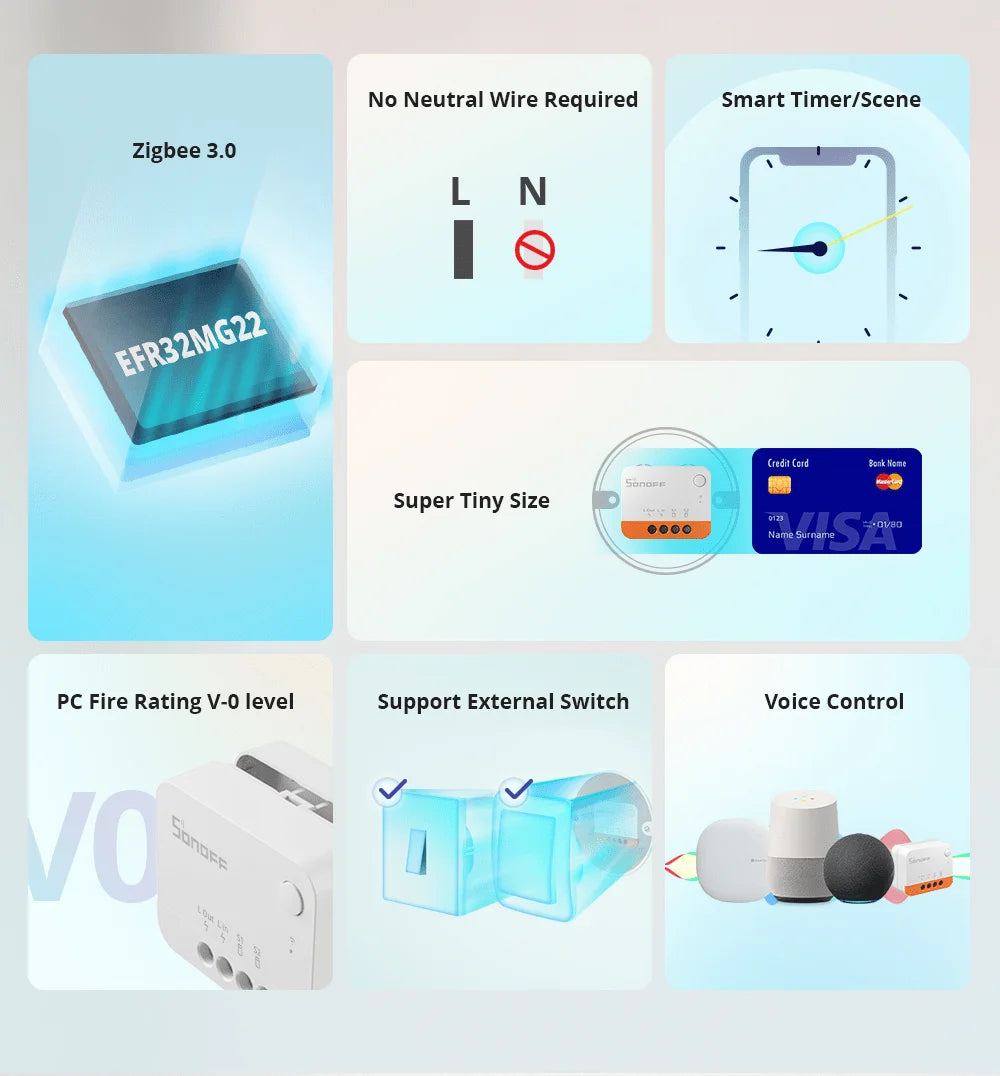 Sonoff ZBMini L2 Zigbee Mini Switch NO Neutral Wire Required Zigbee 3.0 Smart Switch Via eWelink Zigbee Bridge Zigbee Donlge E