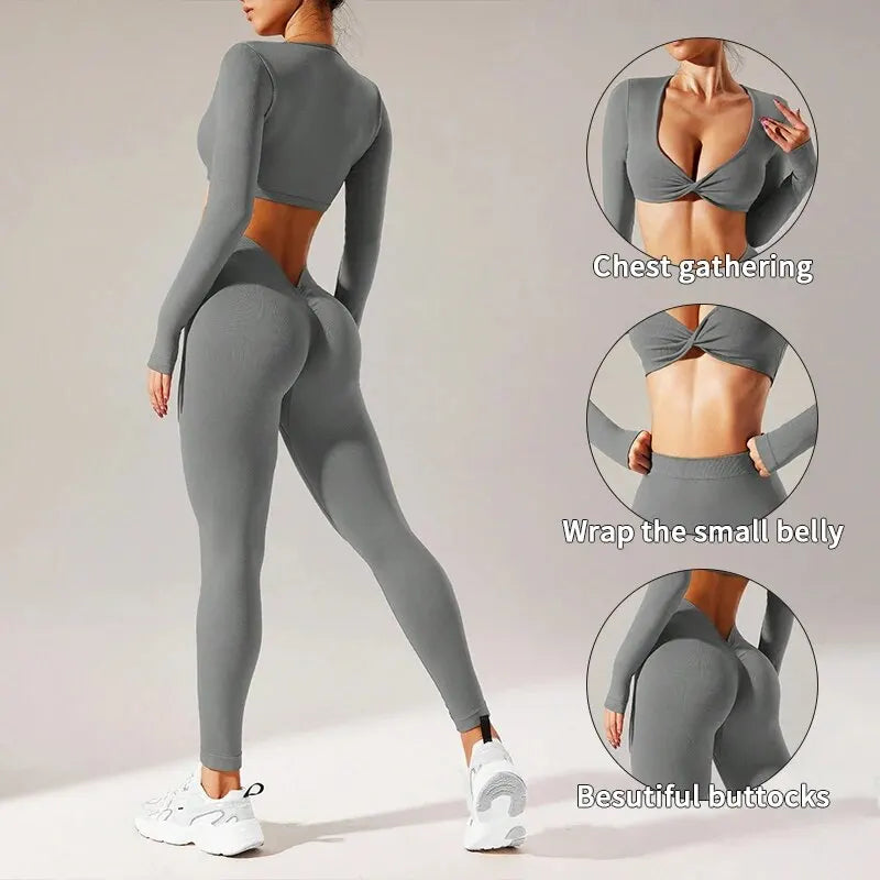 Workout Sets for Women 2 Piece High Waisted Seamless Leggings with Padded Stretchy Sports Bra Sets Gym Clothes
