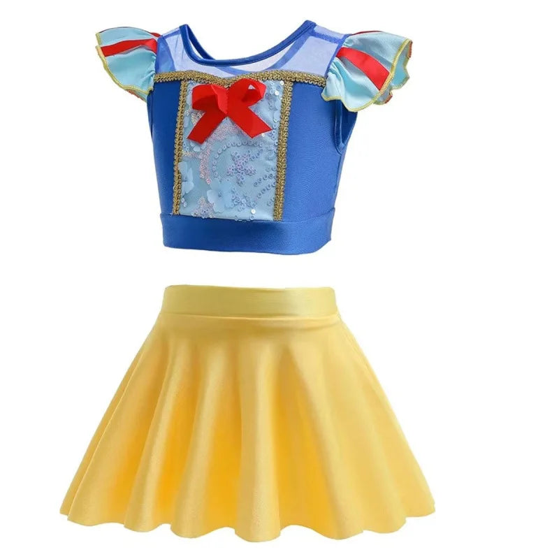 2025 Summer Hot Swimsuit Snow White Design Two Pieces Swimwear Girl Vacation Beach Clothing Pool Swimming Suit Kawaii Bikini Set