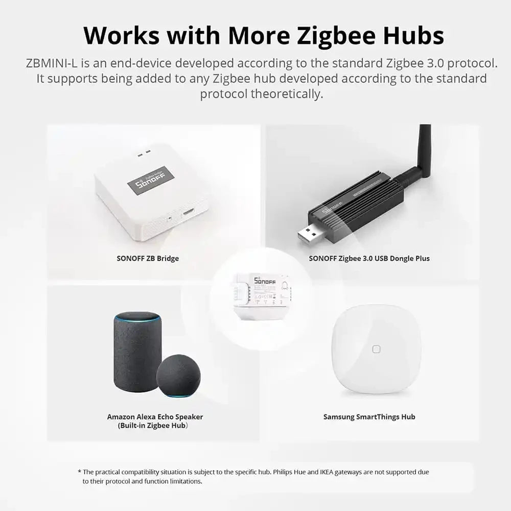 Sonoff ZBMini L2 Zigbee Mini Switch NO Neutral Wire Required Zigbee 3.0 Smart Switch Via eWelink Zigbee Bridge Zigbee Donlge E