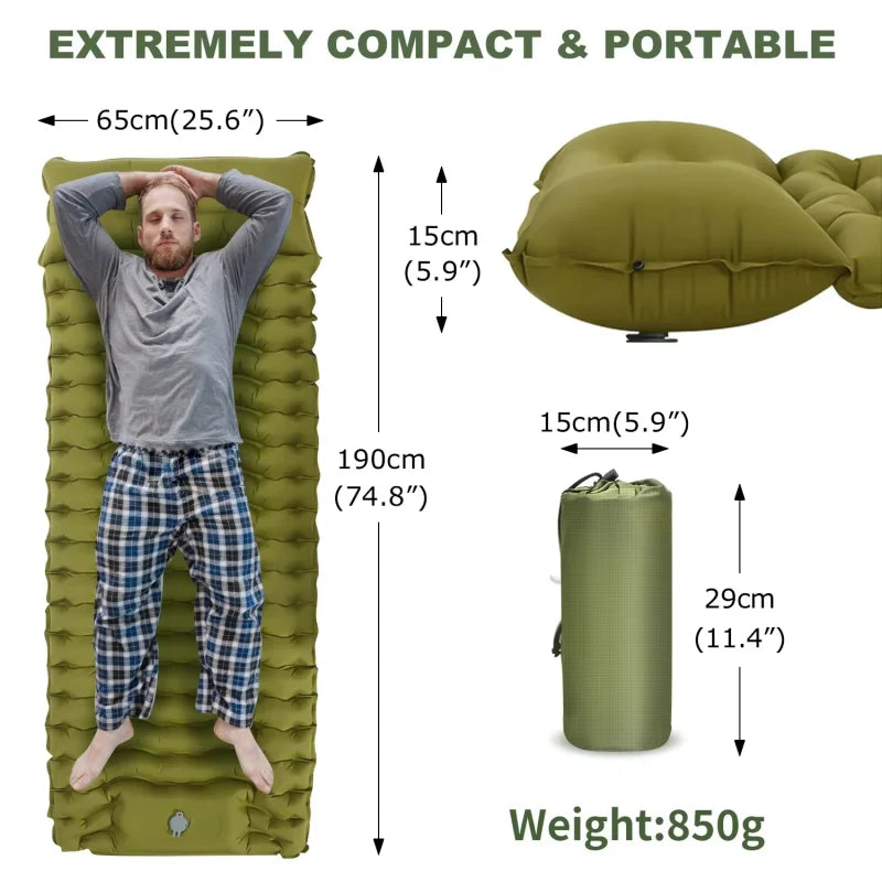 Inflatable Camping Mats Air Mattress With Pillow Outdoor Tourist Sleeping Pad Self-Inflating Mattress For Hiking Climbing