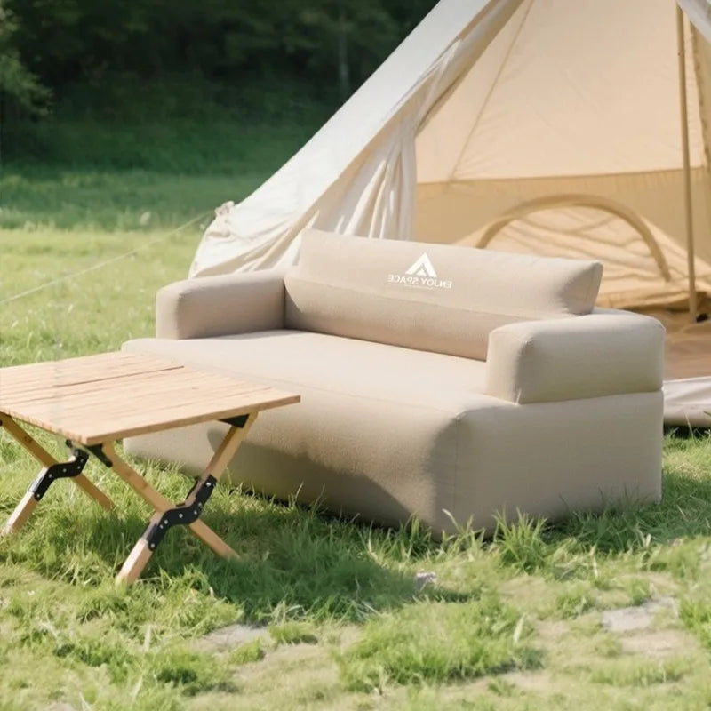 Outdoor Camping Air Sofa Household Pure Color Fashion Folding Electric Inflatable Sofa Portable Overnight Camp Sleeping Gears