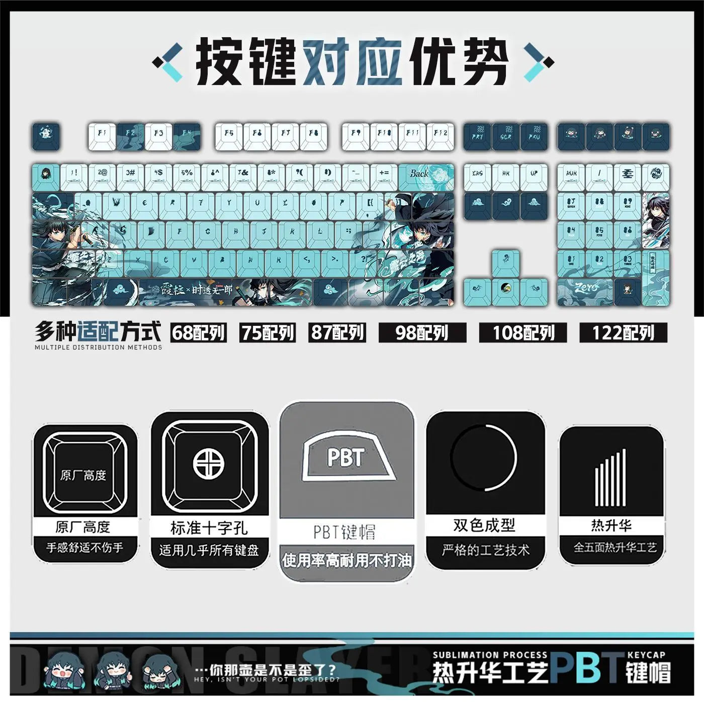 Muichiro Tokito Anime 122-Key PBT Keycaps Set ⌨️