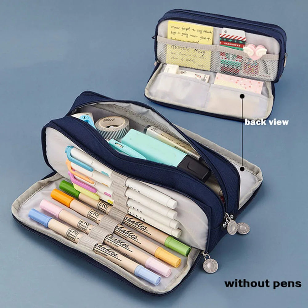 Aesthetic Fabric Student School Pencil Case Dual-window Design Back To School Stationery