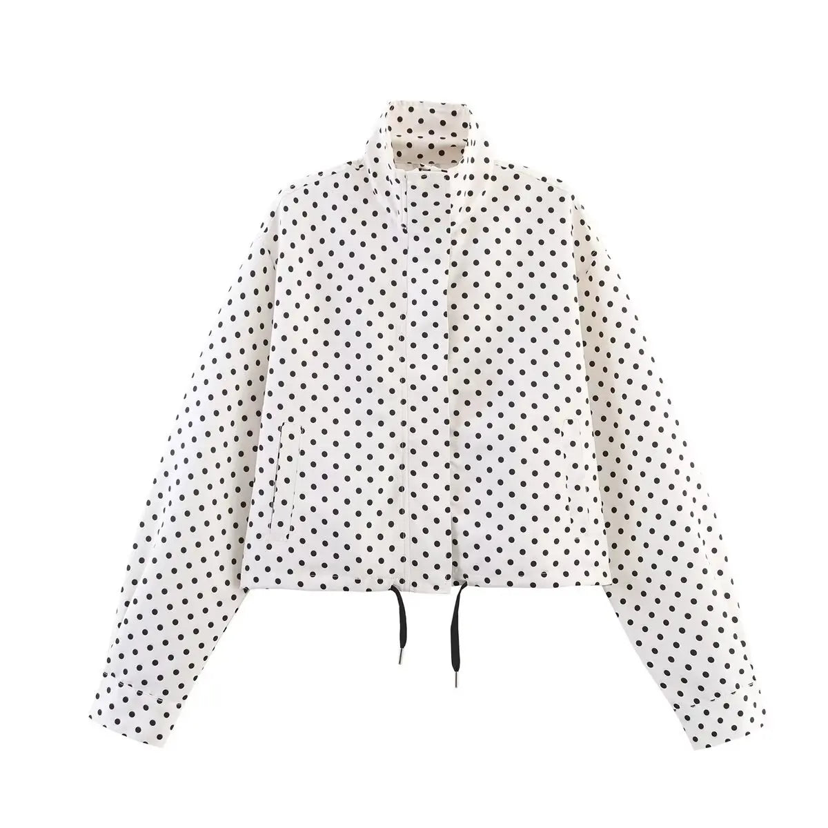 Polka Dot Zip Turtleneck Jacket 🔵