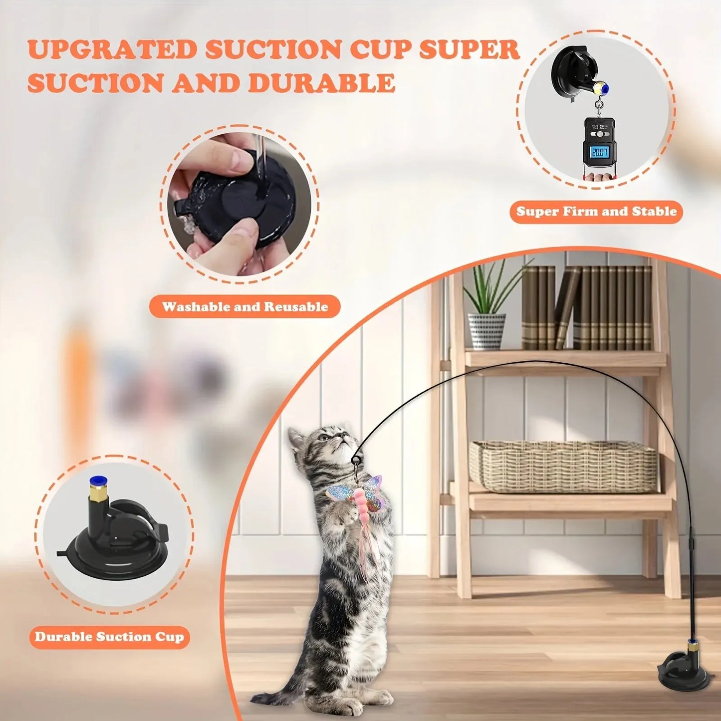 Interactive Feather Wand Cat Toy  🪩
