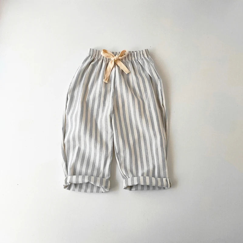 Kids Linen Stripe Casual Shorts