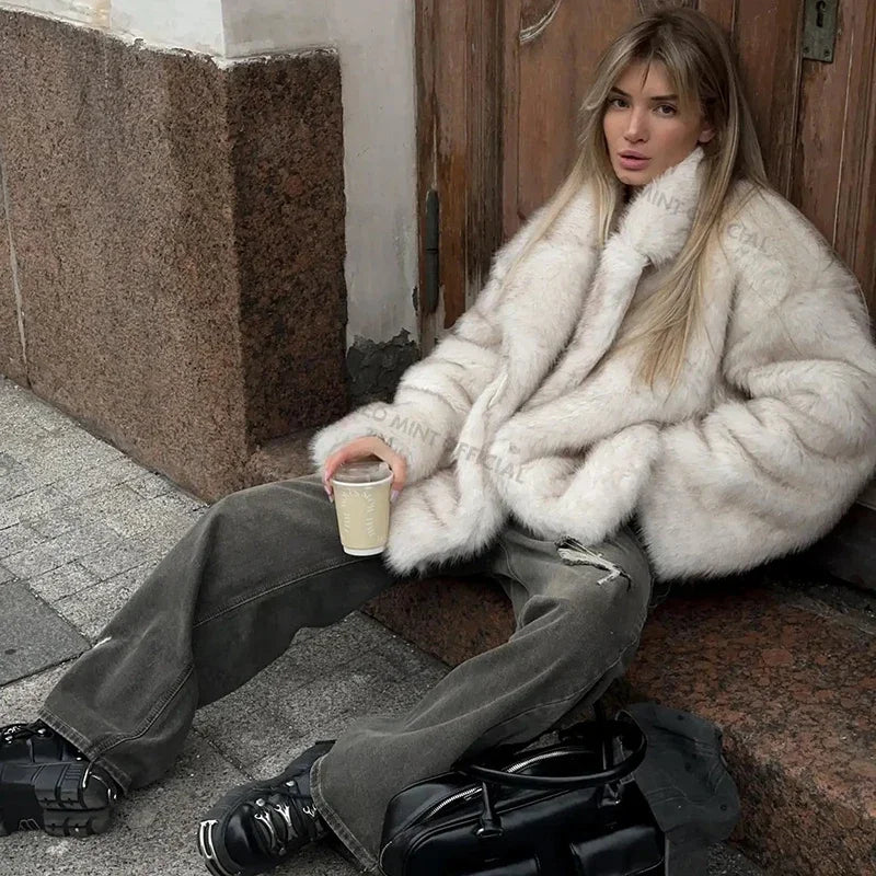 Oversized Faux Fox Fur Coat 🦊