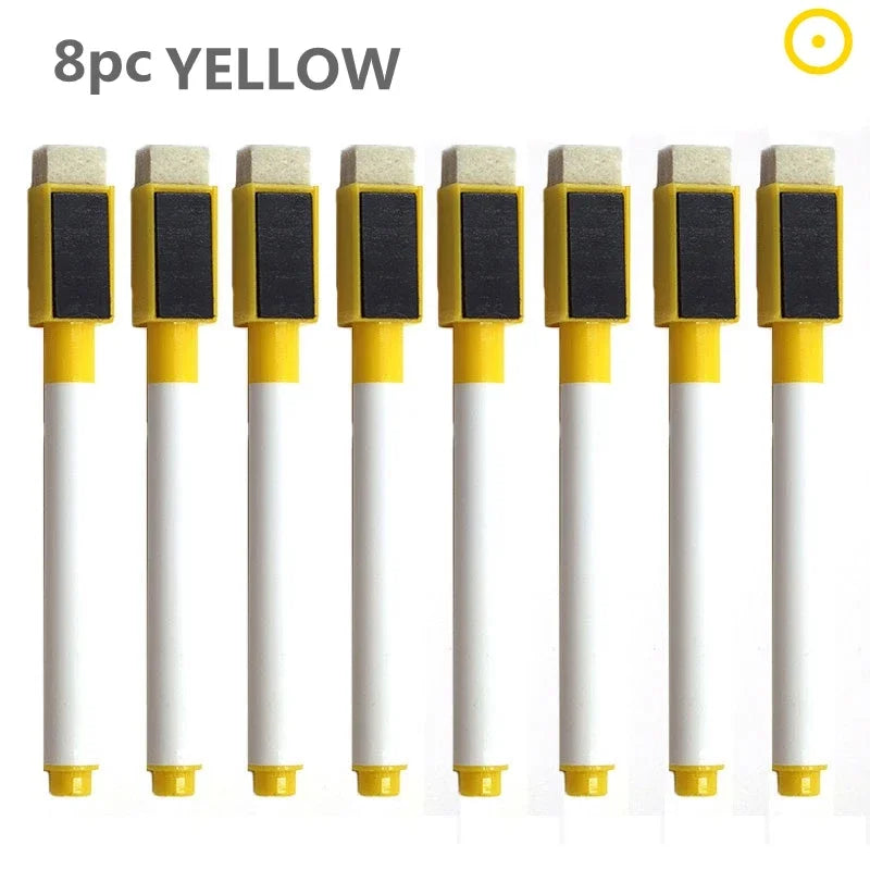 8 Colors Erasable Whiteboard Markers with Eraser, Safe Kids Graffiti Pens for Home School