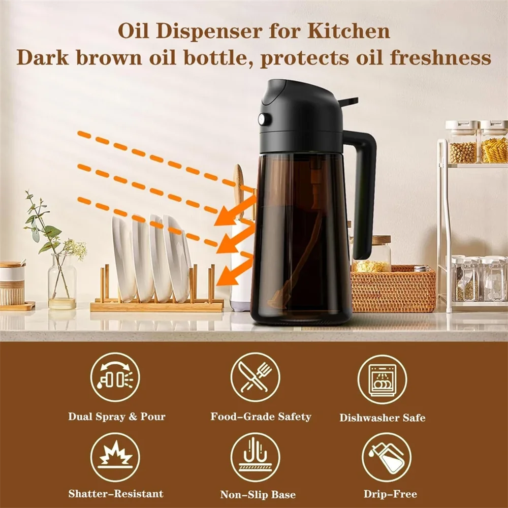 2-in-1 Glass Oil Sprayer Bottle