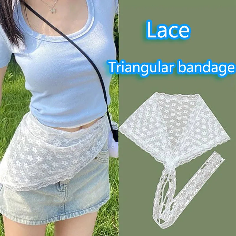Y2K Women Lace Tulle Bandage Skirt Stacked