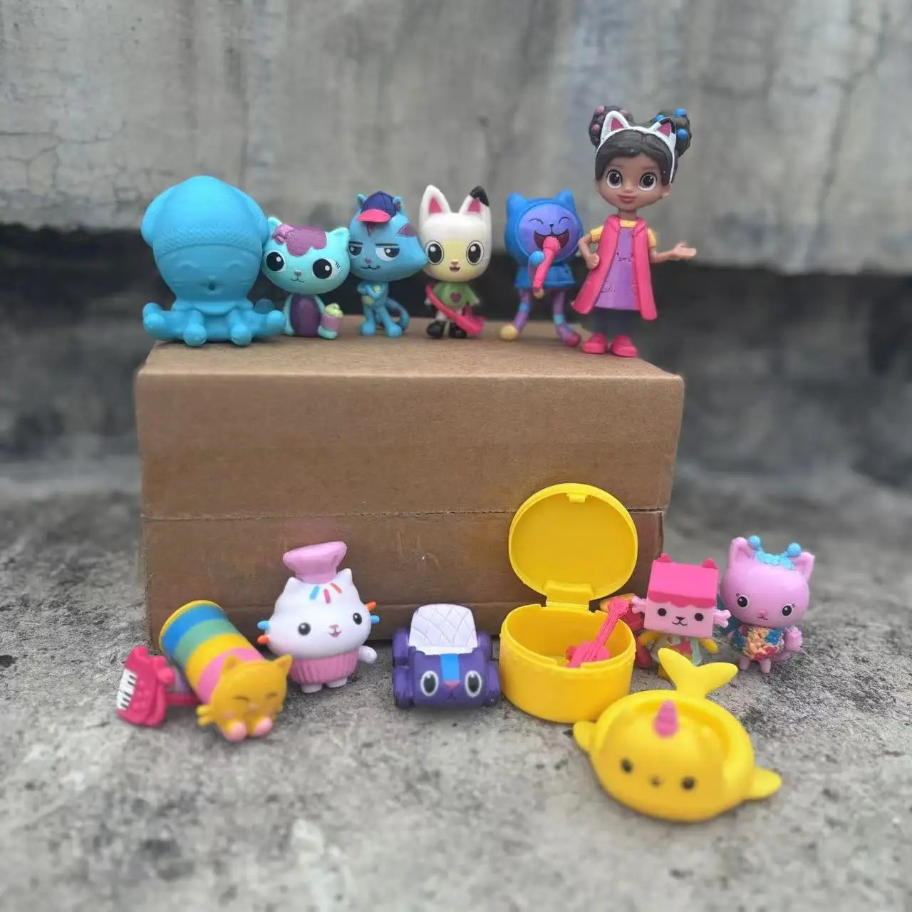 13pcs/set PVC Gabby Dollhouse Figure Toy Mercat Cartoon Stuffed Animals Smiling Car Cat Hug Gaby Girl Dolls Kids Birthday Gifts