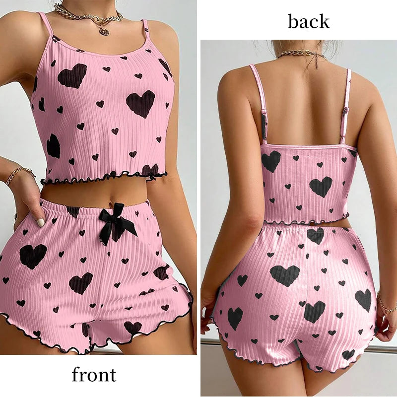 Love Print Tank Top Pajama Set 🤍