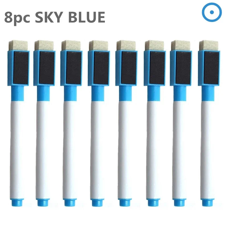 8 Colors Erasable Whiteboard Markers with Eraser, Safe Kids Graffiti Pens for Home School