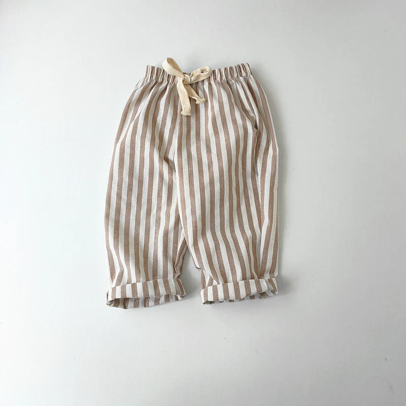 Kids Linen Stripe Casual Shorts