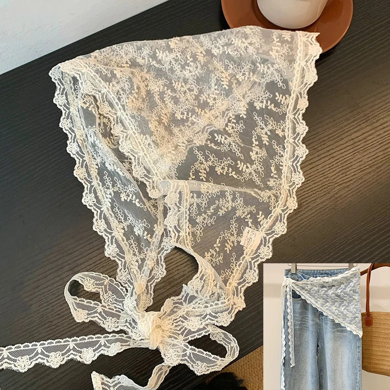 Y2K Women Lace Tulle Bandage Skirt Stacked