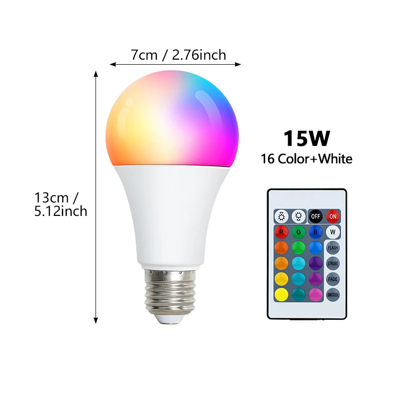 16-Color RGB LED Bulb E27 💡