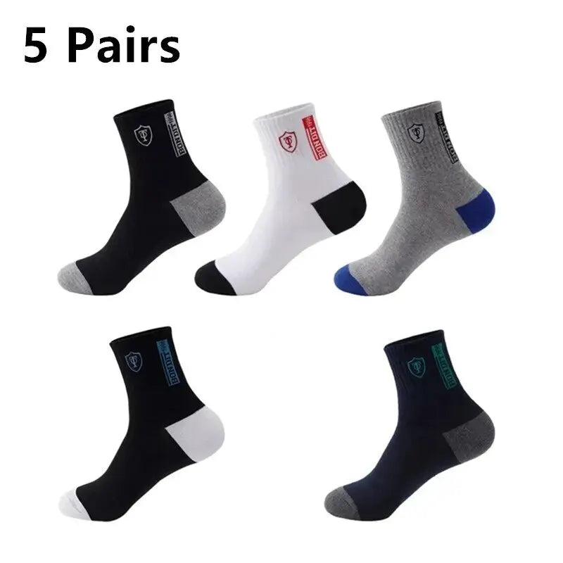 5 Pairs Apring And Fall Mens Sports Socks Summer Leisure