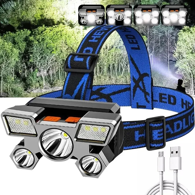 🔦 Rechargeable LED Headlamp – Fishing & Camping