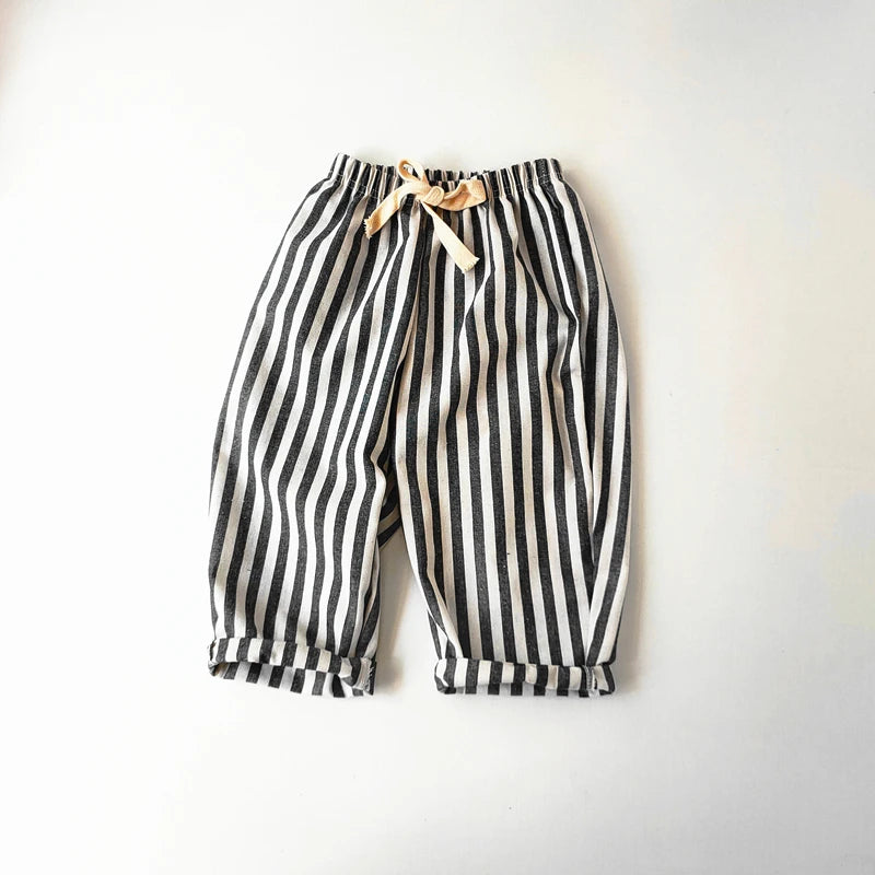 Kids Linen Stripe Casual Shorts