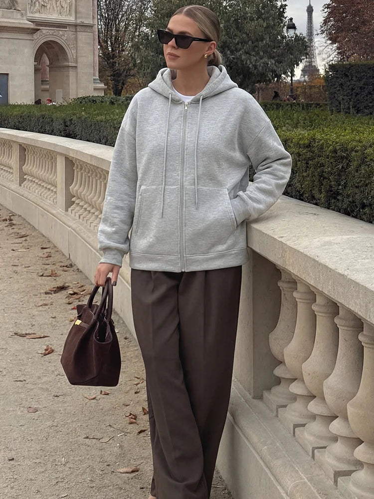 Zip Hoodie with Big Pocket