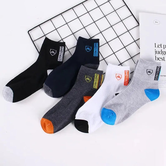 5 Pairs Apring And Fall Mens Sports Socks Summer Leisure