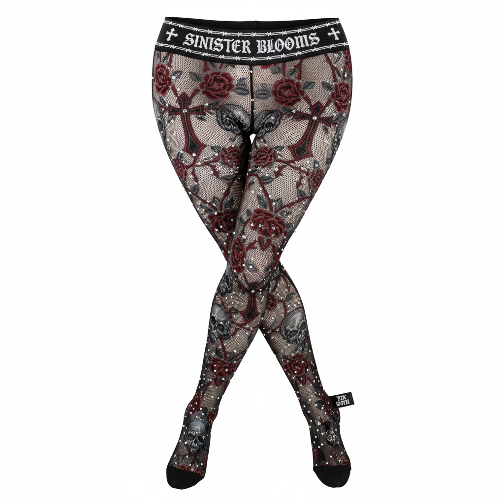 Pantyhose Gótico Floral Y2K