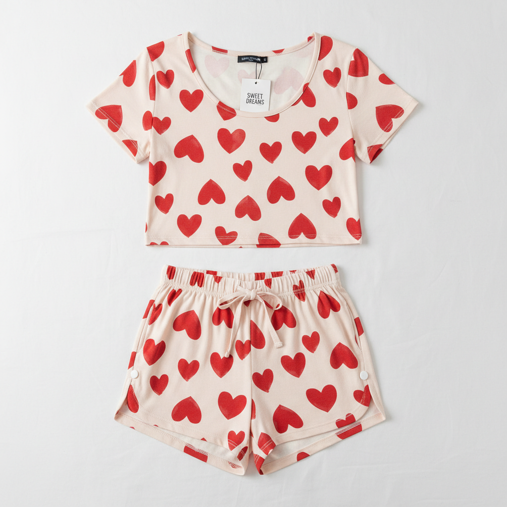 Women's Heart Print Pajama Set